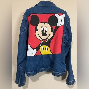 Mickey Mouse Custom Stitched Patch Jean Jacket XL Disney Denim Vintage Print